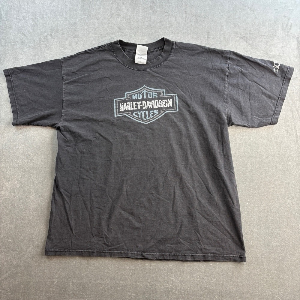 Harley-Davidson Motor Cycles Graphic T Shirt Faded Black Y2K Men's XL